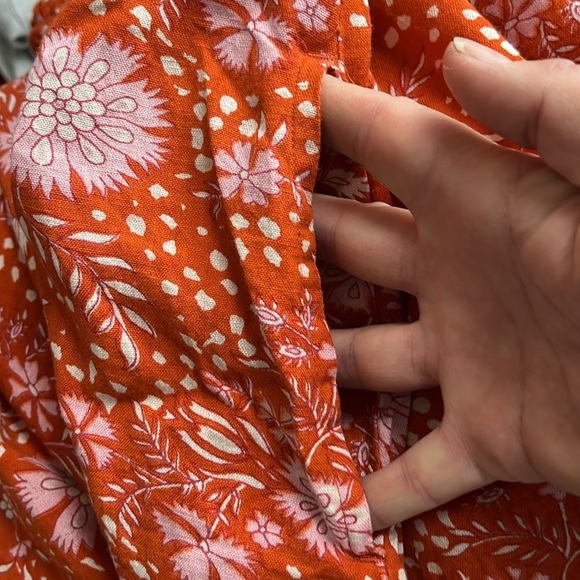 World Market Estrella Floral Dot Fall Orange Maxi Swing Dress Women’s Size S/M - Picture 8 of 13